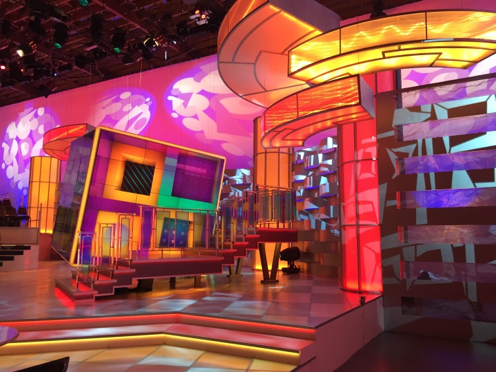 The set of AFV is stunning and lively - and that cube is composed of 64 interlocking big screen plasma monitors!