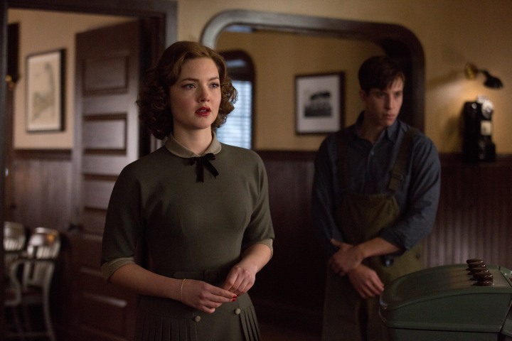Holliday Grainger is Miriam and Beau Knapp is Mel Gouthro in Disney's THE FINEST HOURS, a heroic action-thriller based on the extraordinary true story of the most daring rescue in the history of the Coast Guard.