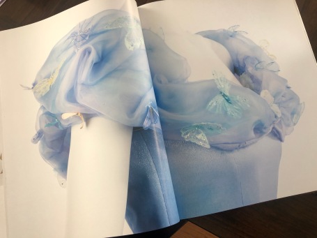 The two-page spread to show you the details of Lily James' dress in the live-action Cinderella
